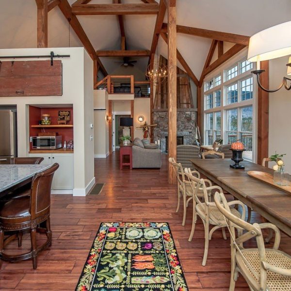 Barn style home open concept dining area