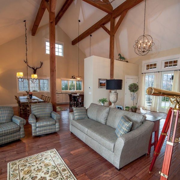Post and beam open concept living area